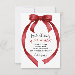 Invitación de fiesta de Galentines con lazo de cin