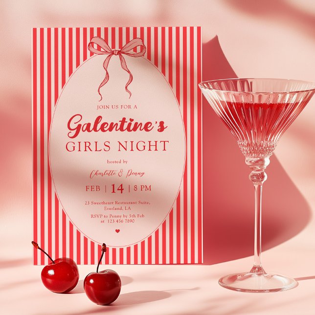 Invitación de fiesta de Galentine's rosa roja (Subido por el creador)