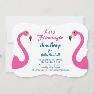 Invitación de Fiesta de Gallinas de Flamenco Rosa
