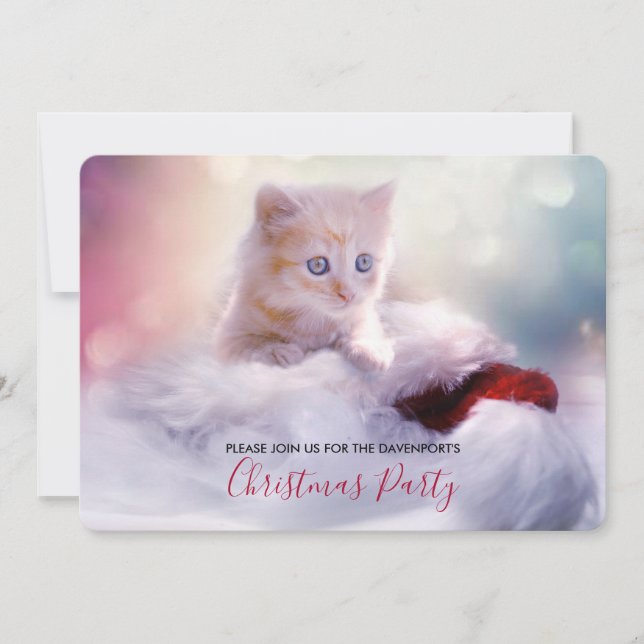 Invitación de Fiesta de gatitos Navidades hábiles (Anverso)