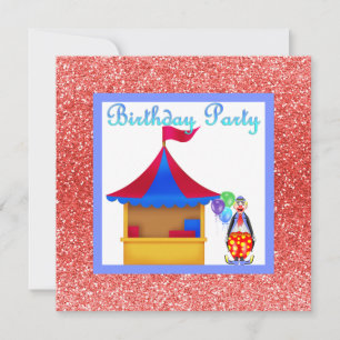 INVITACIÓN DE FIESTA DE GLITTER DE CIRCULO ROJO NU
