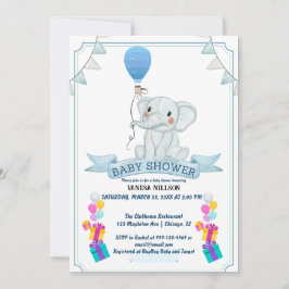 Invitación de Fiesta de Globos de Bebé Elefante