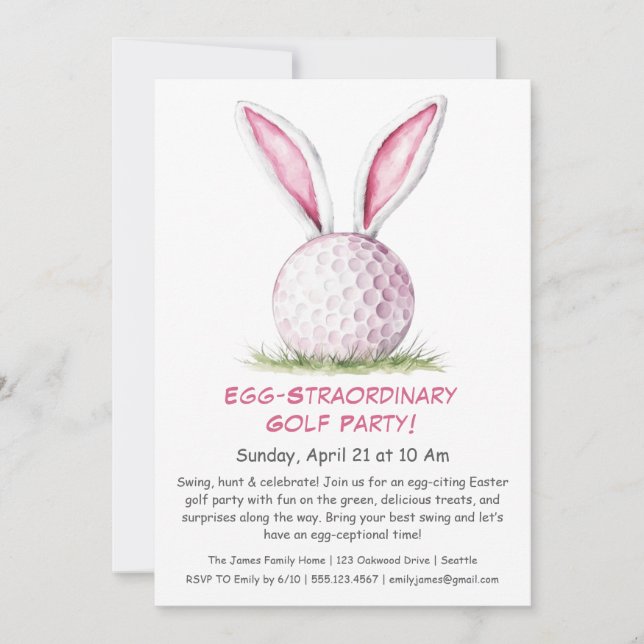 Invitación de fiesta de golf Egg-Straordinaria (Anverso)