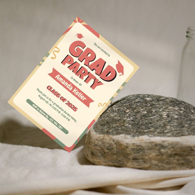 Invitación de fiesta de Grad retro negrita (Subido por el creador)