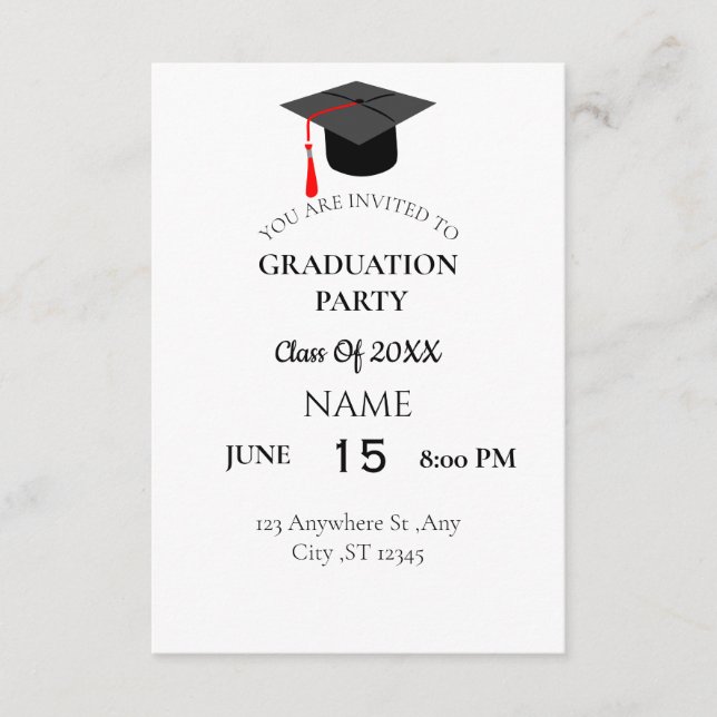 invitación de fiesta de graduación (Anverso)