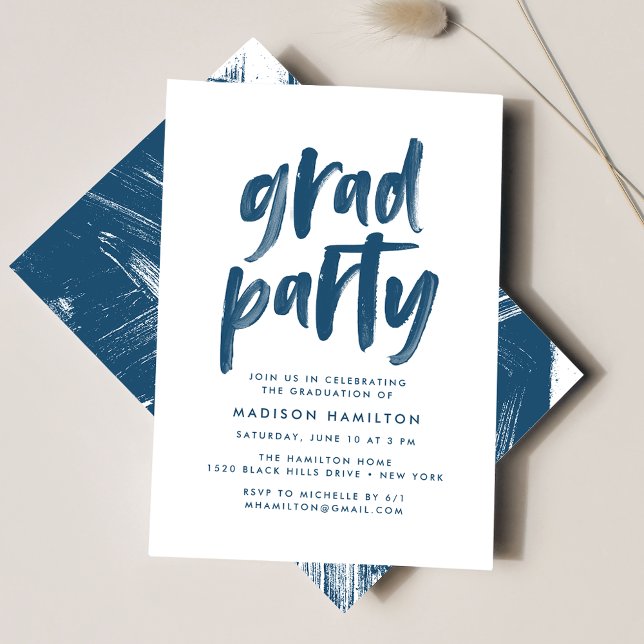 Invitación de fiesta de graduación Abstract Navy (Subido por el creador)