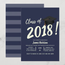 Invitación de fiesta de graduación azul marino náu