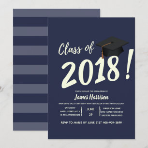 Invitación de fiesta de graduación azul marino náu