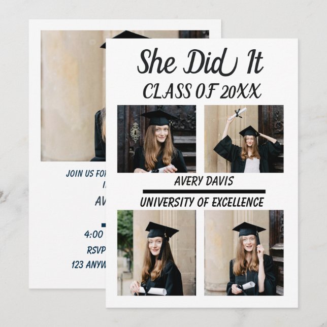 Invitación de fiesta de graduación boho 2026 (Anverso / Reverso)