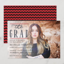 invitación de fiesta de graduación Chevron de colo
