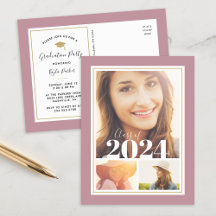 Invitación de fiesta de graduación con 3 fotos en