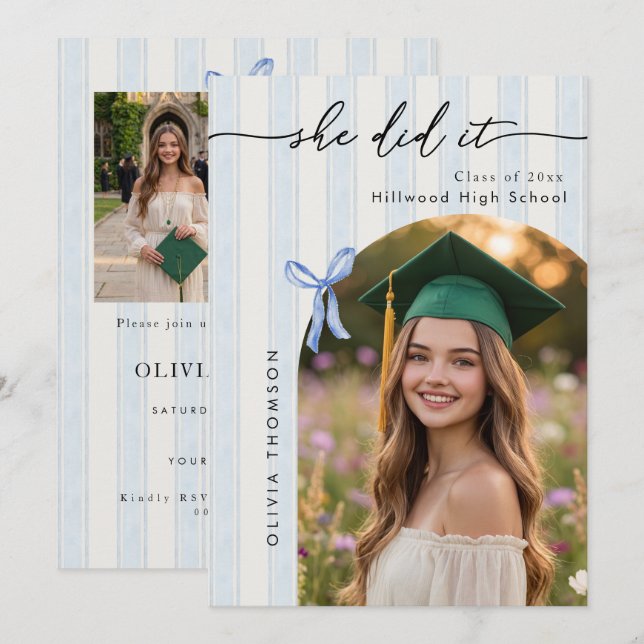 Invitación de Fiesta de Graduación con Arco de Acu (Anverso / Reverso)