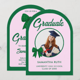 Invitación de fiesta de graduación con arco de laz