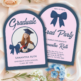 Invitación de fiesta de graduación con arco de laz