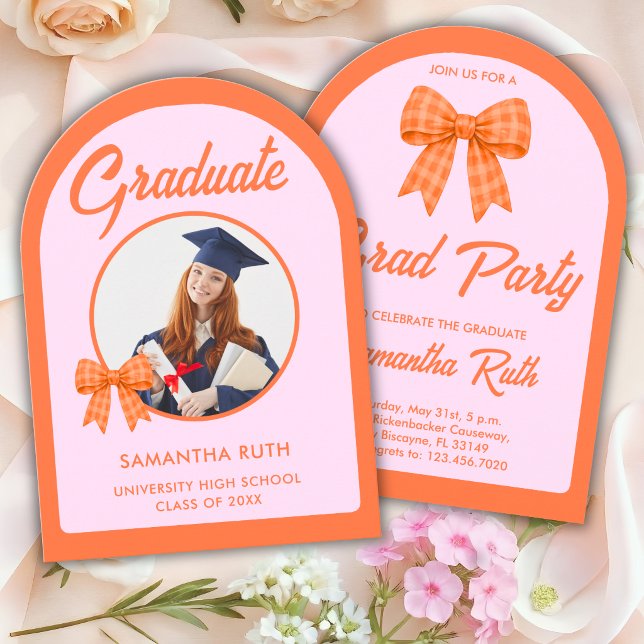 Invitación de fiesta de graduación con arco de laz (Subido por el creador)