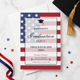 Invitación de fiesta de graduación con bandera pat