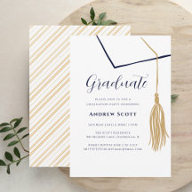 Invitación de fiesta de graduación con borla dorad
