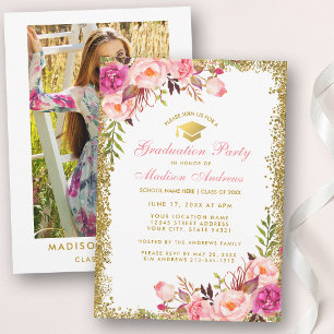 Invitación de fiesta de graduación con brillo de o
