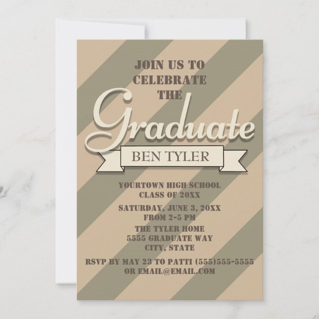 Invitación de fiesta de graduación con camuflaje v (Anverso)