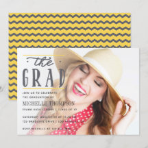 invitación de fiesta de graduación con chevron gri