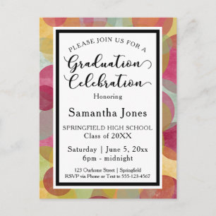 Invitación de fiesta de graduación con círculos mu