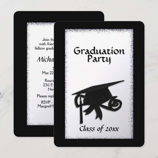 Invitación de fiesta de graduación con clase (Anverso / Reverso)