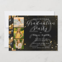 Invitación de fiesta de graduación con collage de