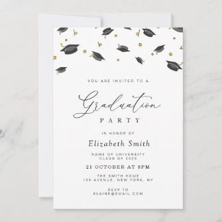 invitación de fiesta de graduación con confeti