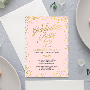 Invitación de fiesta de graduación con confeti bri