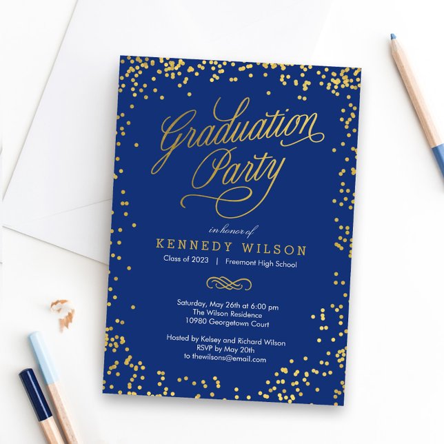 Invitación de fiesta de graduación con confeti bri (Subido por el creador)