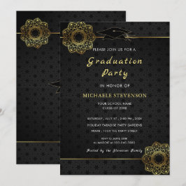 Invitación de fiesta de graduación con flores de e
