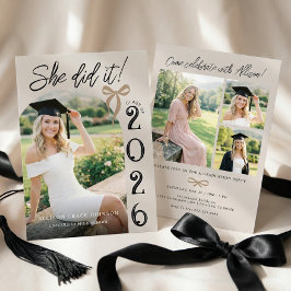 Invitación de fiesta de graduación con foto de arc