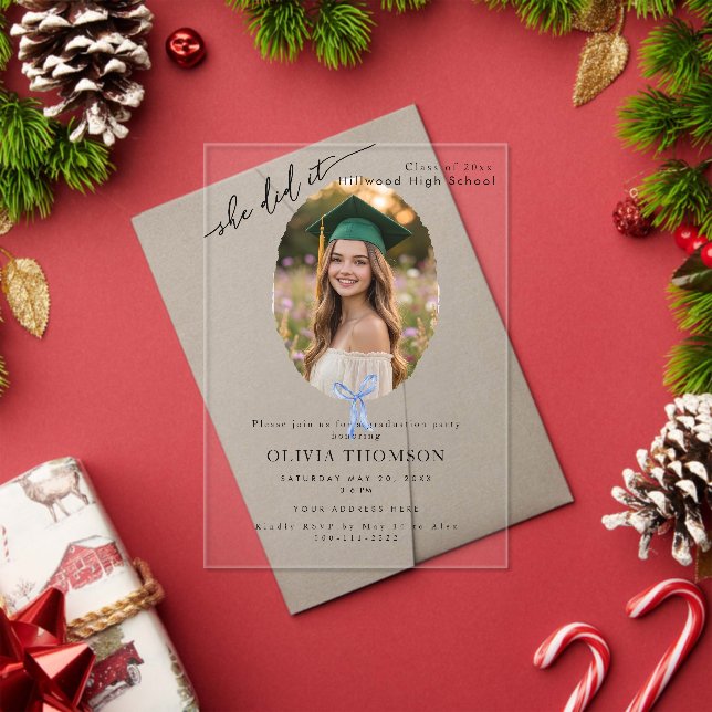 Invitación de fiesta de graduación con foto de ele (Insitu (Vacaciones))