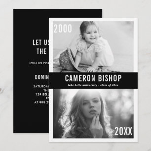 Invitación de fiesta de graduación con foto de ent