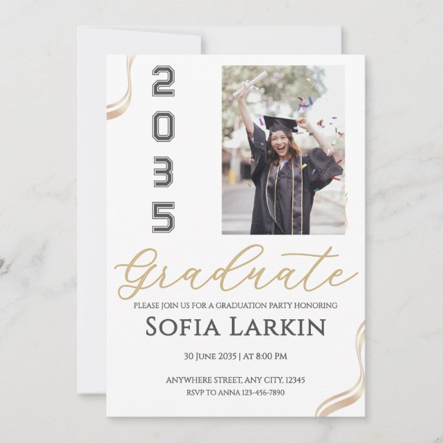Invitación de fiesta de graduación con foto de esc (Anverso)