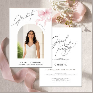 Invitación de fiesta de graduación con foto de laz