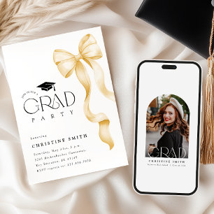 Invitación de fiesta de graduación con foto de laz