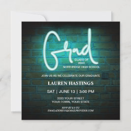 Invitación de fiesta de graduación con foto neón m