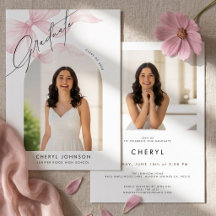 Invitación de fiesta de graduación con foto y lazo