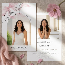 Invitación de fiesta de graduación con foto y lazo