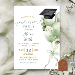 Invitación de fiesta de graduación con globo de ho
