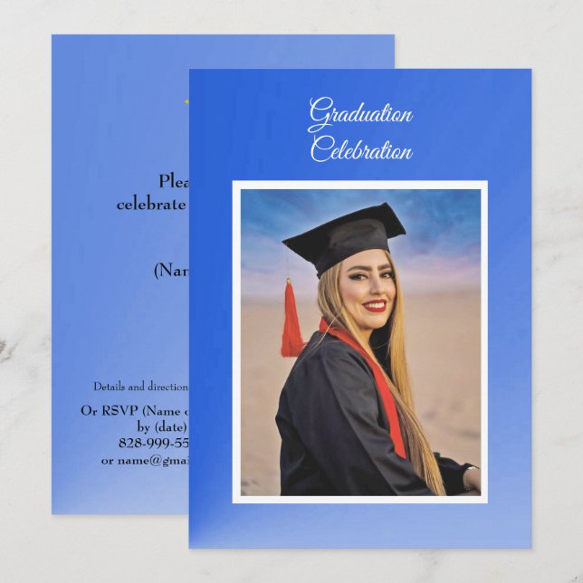 Invitación de fiesta de graduación con gradiente a (Anverso / Reverso)
