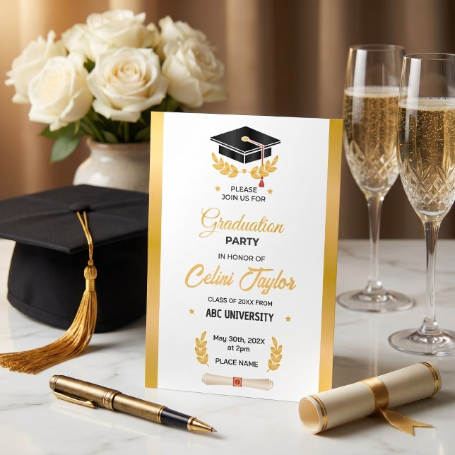 Invitación de fiesta de graduación con gradiente d (Hand-Drawn Gradient Graduation Party Invitation)