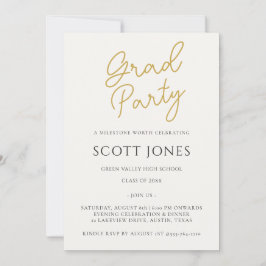 Invitación de fiesta de graduación con guión dorad