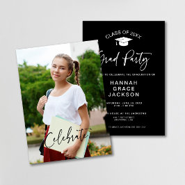 Invitación de fiesta de graduación con guión y fot