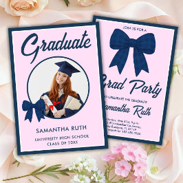Invitación de fiesta de graduación con lazo de gin