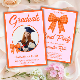 Invitación de fiesta de graduación con lazo de gin