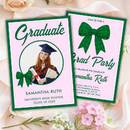 Invitación de fiesta de graduación con lazo de gin