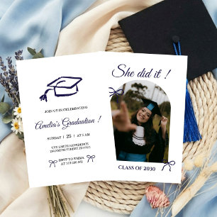 Invitación de fiesta de graduación con lazo dibuja