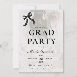 Invitación de fiesta de graduación con lazo negro